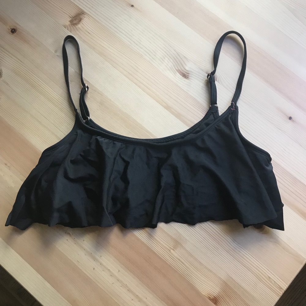 Black Flowy Bikini Top